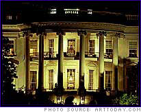 the White House at night